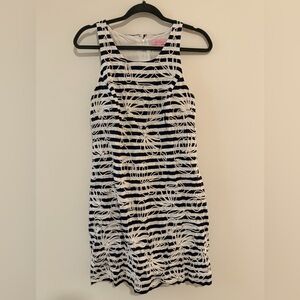 Lilly Pulitzer Navy and White Striped Dress w/ Embroidered Detials